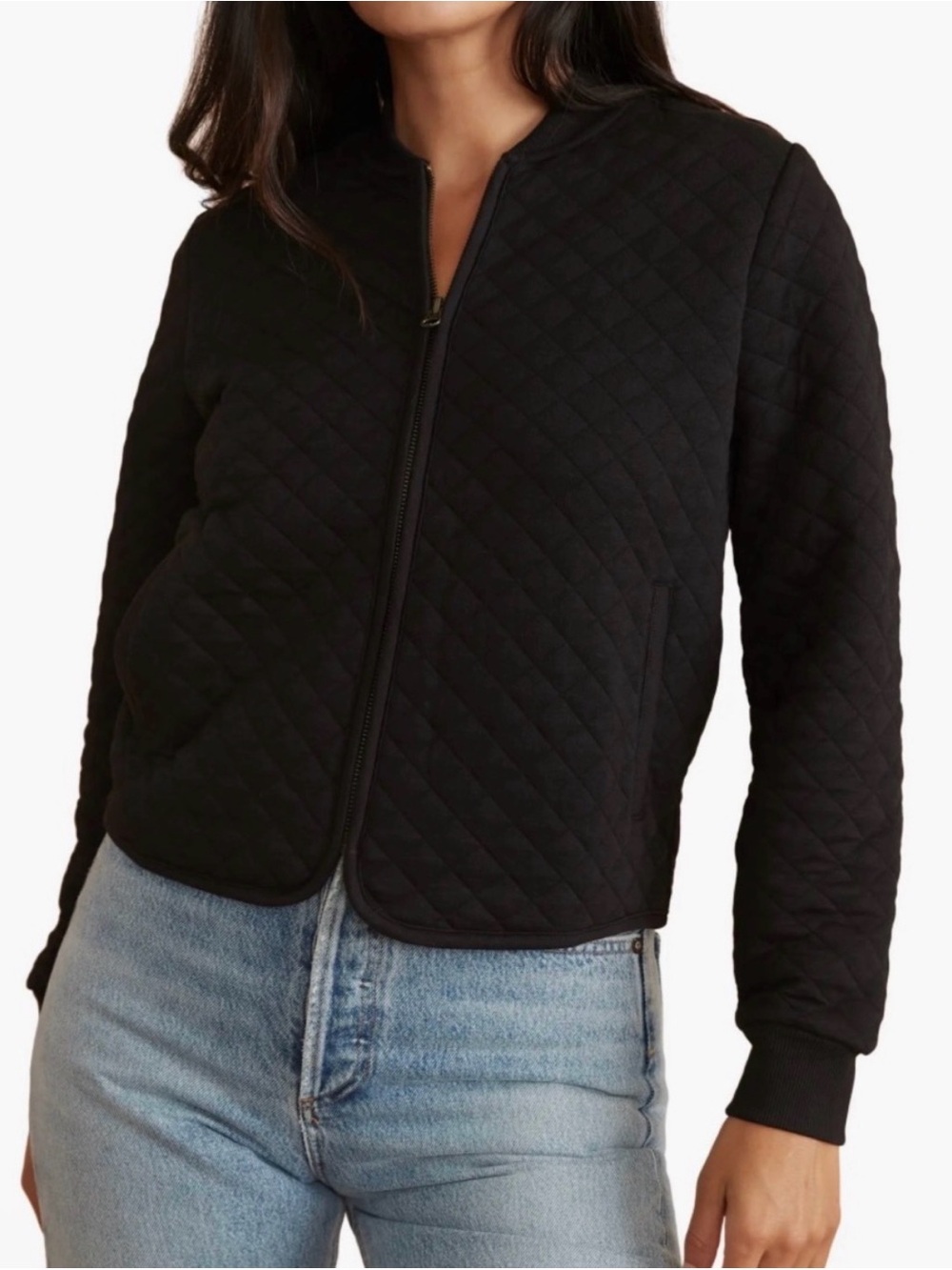 Marine Layer Black Corbet Quilted Black Zip-Front Women's Jacket Small